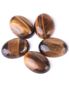 Single grain oval flat bottom natural tiger eye stone ring face