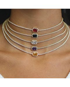 New real gold plated single row full zircon necklace women