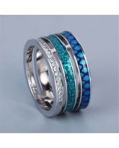 Fashion Colorblock Textured Microset Zircon Ring