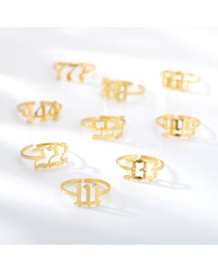 Stainless Steel Angel Number Ring Adjustable