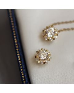 Gold Charm Pendant Crystal Ball Sun Necklace Jewelry Minimal Simple Victorian Gift