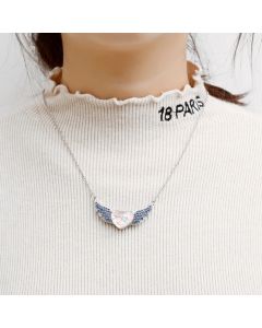 Fashionable Simple Love Heart Necklace Angel Wing Pendant