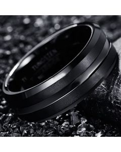 8mm Frosted Surface Middle Groove Electroplating Black For Men
