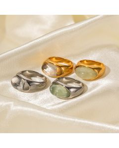 18K Gold Stainless Steel Transparent Resin Closed Ring Fashion Non-fading