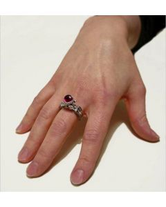 Mermaid Ruby Ring Vintage Thai Silver Ring