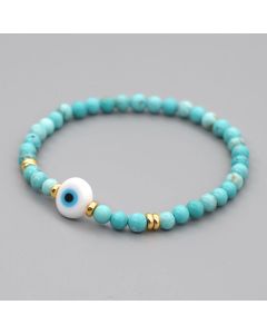 Natural Turquoise Lucky Beads Blue Eye Bracelet