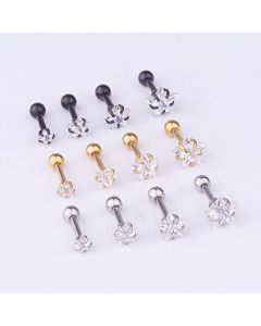 Pentagram Zircon Stainless Steel Pierced Earrings