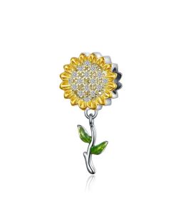 Sterling Silver Charm Pendant Yellow DIY Bracelet Beaded Long Beads