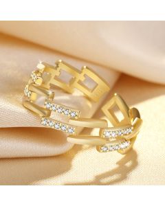 Double Layer Hollow Trapezoid Female Ring