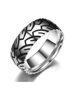 Men's Titanium Steel Retro Ring Carbon Ion Black Ring