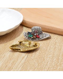 Diamond Inlaid Antique Straw Hat Brooch Fashion