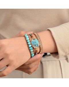 Bohemian Handmade Woven Leather String Turquoise Bracelet