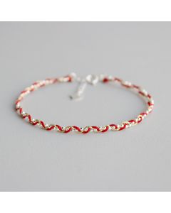 Silver Braided Bracelet With Gold Thread