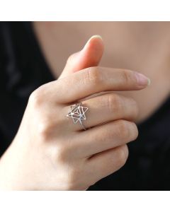 Stainless Steel Six-pointed Star Inlaid Ring
