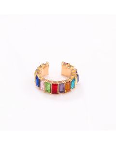 Fashion C-shaped Ear Clip With Colored Diamonds