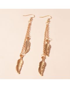 Tree Leaf Earrings Ear Jewelry Tassel Chain Feather Stud Earrings