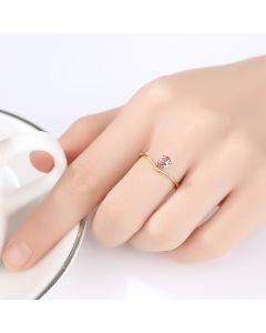 S925 Sterling Silver Ring Japan And South Korea Simple Pink Two-Color Treasure Ring