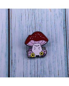 Cute Red Mushroom Brooch Woodland Flower Plant