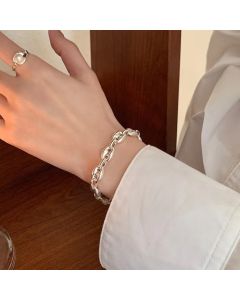 925 Sterling Silver Beaded Pig Nose Bracelet Female