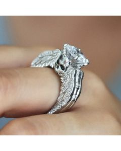 Exaggerated Skull Ring Plated 925 Silver Ring Skull Head Punk Ornament