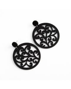 Brown Fancy Pattern Ethnic Leather Earrings