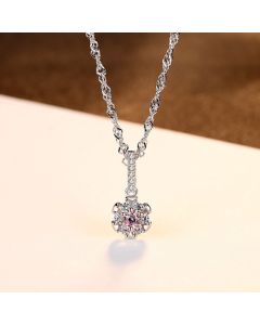 New S925 Sterling Silver Pendant Water Wave Chain Set 3A Zircon Fashion Simple Ladies Necklace