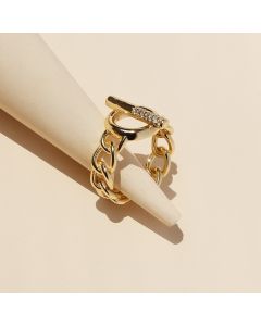 New Micro-inlaid Zircon Metal Texture Ring Creative Design Chain Ring