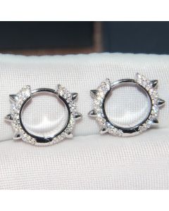 Europe and the United States big s925 pure silver earrings female new rivet crystal diamond ear ring tide people with the personality accessories hypoallergenic