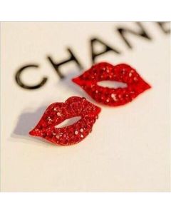 Rhinestone Pearl Personality Exaggerated Lip Big Stud Earrings