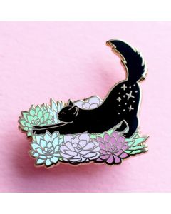 Stretching Cat Brooch Mashup Badge