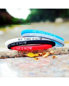 5mm Wide My Time Is Now Student Couple Silicone Bracelet Wrist Strap For Sports