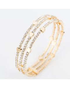 Rhinestone Bracelet Female Full Diamond Love Handmade Three-row Bracelet