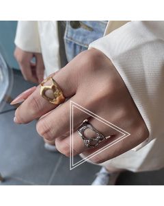 Small Design Sense Temperament Hollow Ring Female Irregular
