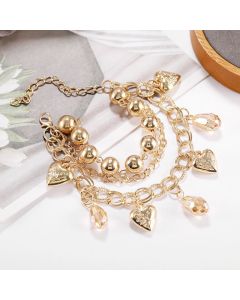 Multi-layer bracelet with pendant round bead chain
