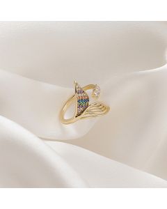 Fashionable Personality Mermaid Tail Ring With Micro-inlaid Zircon