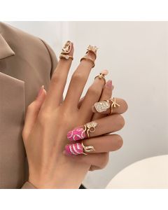 Zircon Oval Alloy Refined Personalized Dripping Nail Ring For Women