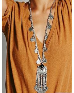 Bohemian tassel coin necklace