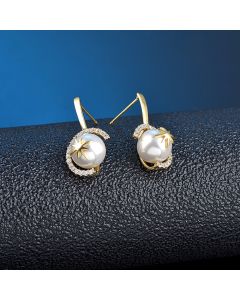 Temperament Pearl Earrings Female Creative Star Zircon Ear Jewelry