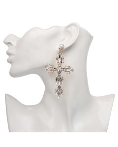 Environmental Cross Alloy Diamond Baroque Personality Earrings