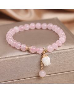 Summer Sweet Bracelet Ethnic Style White Jade Lotus Pendant
