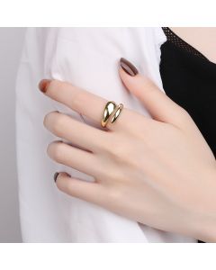 S925 Silver Opening Glossy Water Drop Ring