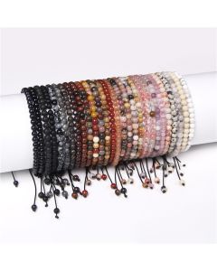 Adjustable Natural Raw Gemstone Beading Bracelet