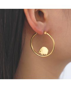 Cute Personality Big Ear Welding Hedgehog Stainless Steel Earrings