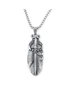 Fashion Feather  Couple Pendant Titanium Steel Necklace
