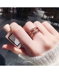 Multi Layer Micro Inlaid Index Finger Ring Female Adjustable
