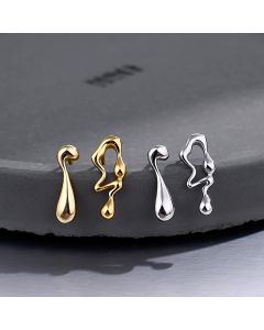 Personalized small glossy irregular geometric earrings silver
