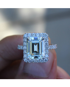 New 3.5 Carat Simulation Diamond Rectangular Princess Ring Female Fashion Engagement Ring