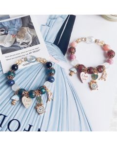 Bohemian Crystal Girl Jewelry Letter Pendant Beaded Bracelet