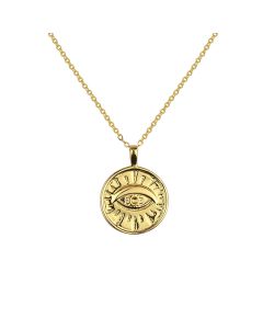 Angel's Eye Coin Necklace Gold Round Plate Pendant
