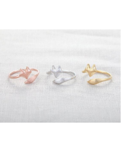Simple style Korean opening adjustable fox ring copper animal fox small ring